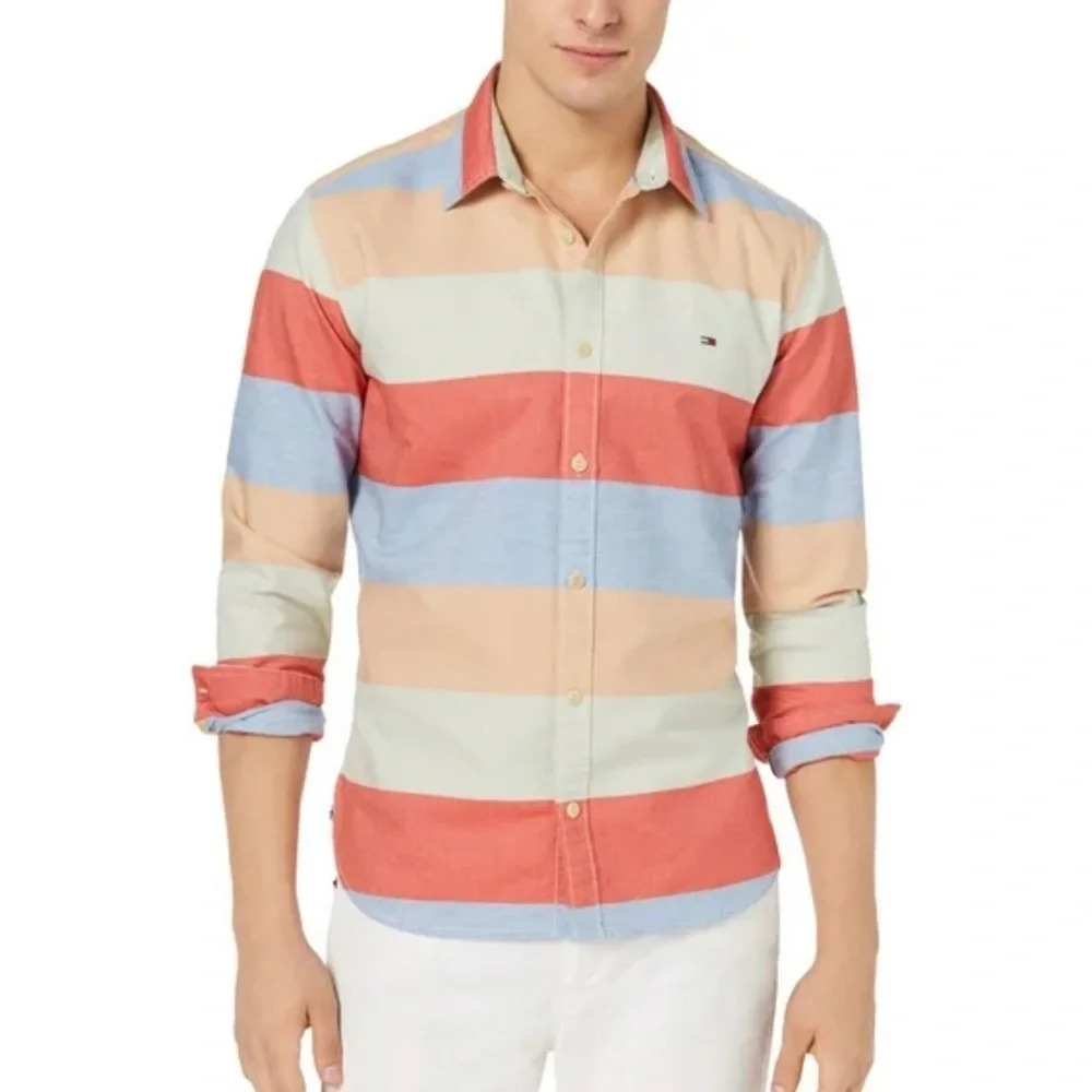 Tommy Hilfiger Color Block Striped Button Up Shir… - image 2